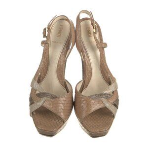 FENDI Patent Leather Animal Print Slingback Heels